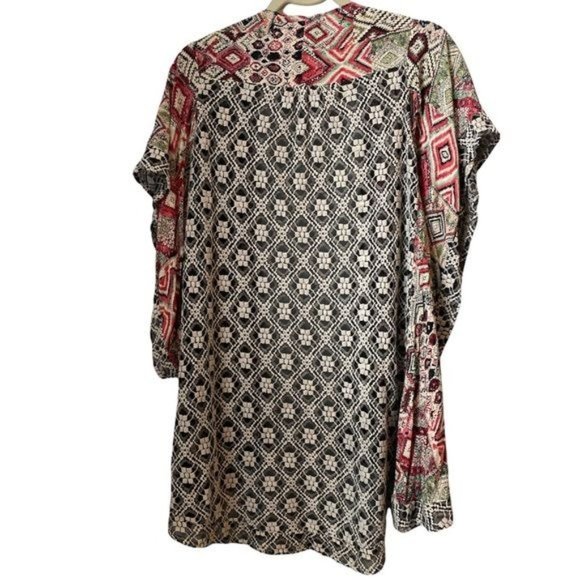 InLuv Long Boho Cardigan Womens Multicolor Open Front Short Sleeve Size S - Picture 2 of 10